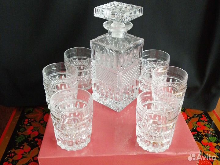 Хрустальный набор для виски,коньяка.Чехословакия