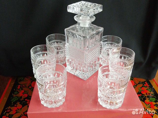 Хрустальный набор для виски,коньяка.Чехословакия