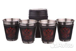 Походный Набор стопочек в кожаном чехле