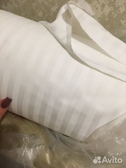 Простынь на резинке из страйп сатина хлопок 100