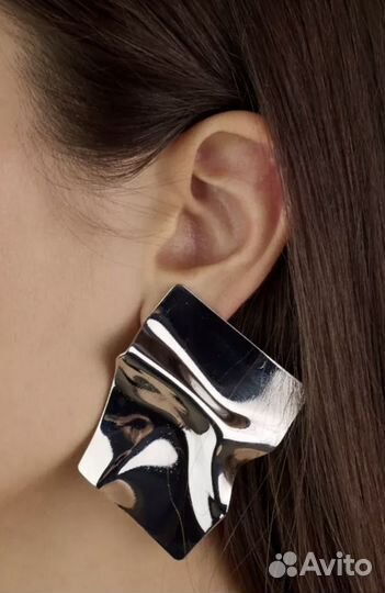 Серьги (мятый металл)геометрия