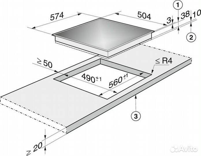 Зависимая стеклокерамическая панель Miele KM 6061