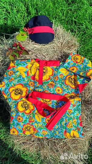 Косовортка, русская народная рубашка и картуз,новы