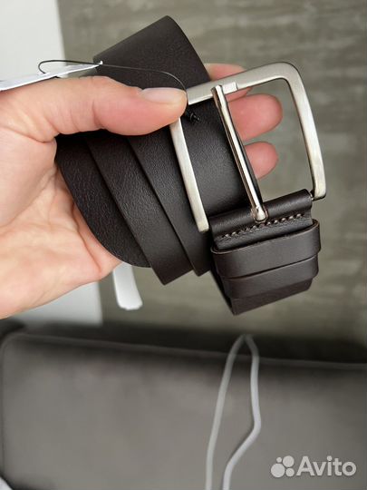 Мужской кожаный ремень 110см коричневый