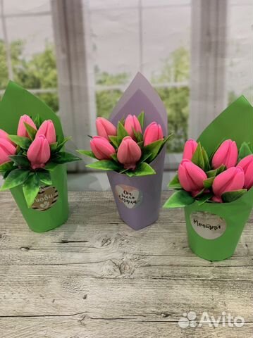 Мыло ручной работы 8 марта букетики тюльпанов