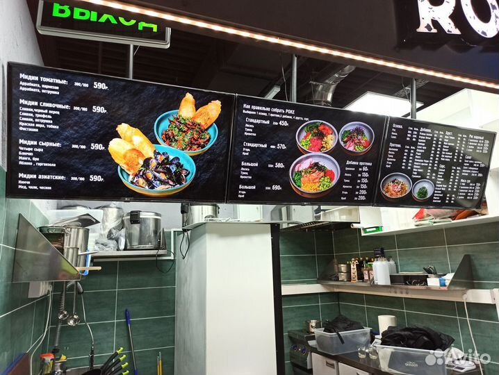 Установка рекламных экранов: менюборды, видеостены