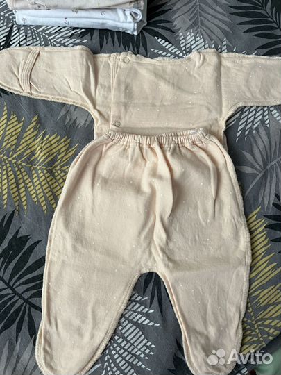 4 комплекта распашонка и ползунки теплые 50