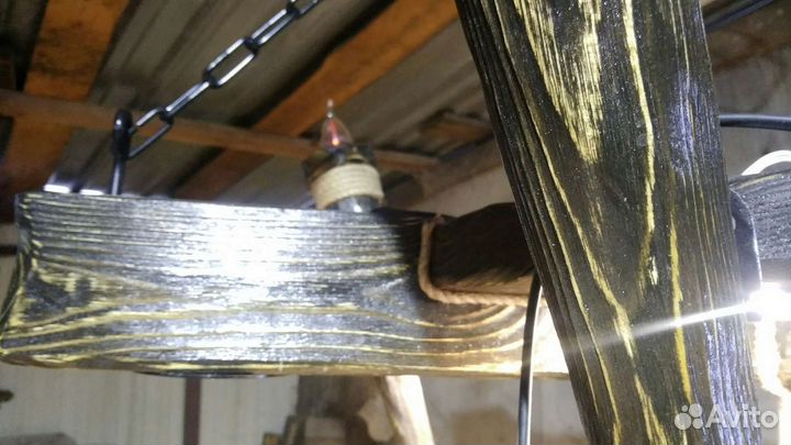 Светильник, люстра из дерева под старину