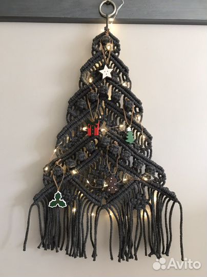 Ель новогодняя ёлка панно макраме декор