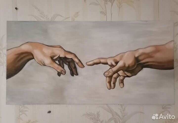 Копия фрески Микеланджело Сотворение Адама