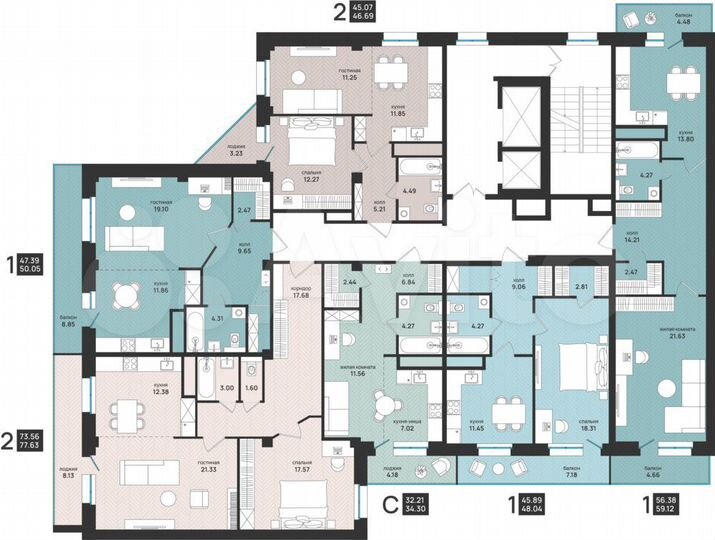 Квартира-студия, 34,3 м², 8/13 эт.