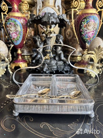 Антиквариат икорница масленка Франция модерн