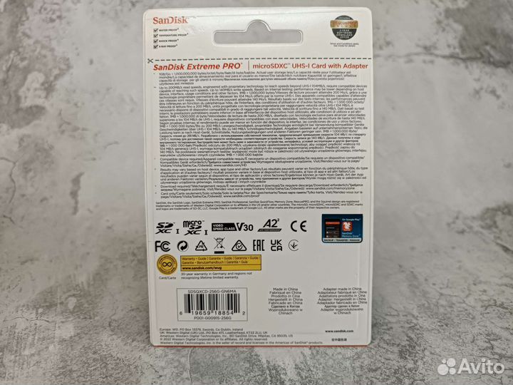 Карты памяти Sandisk Extreme Pro microsdxc -256gb