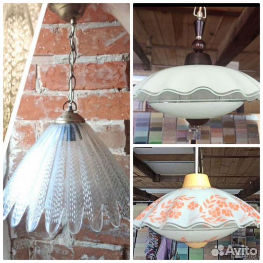 Винтажный стеклянный светильник СССР люстра