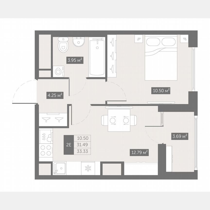 1-к. квартира, 33,3 м², 9/10 эт.
