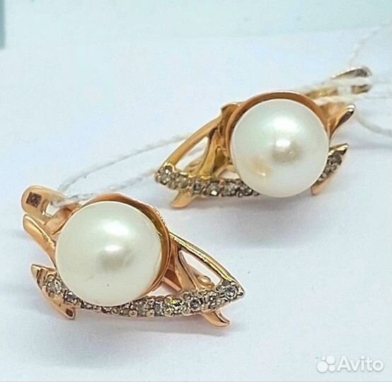 Серьги с природным камнем Золото