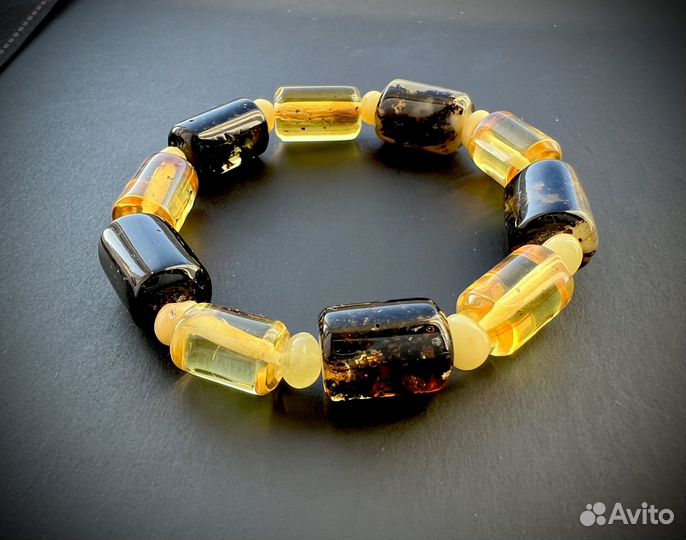 Браслет мужской из натурального янтаря