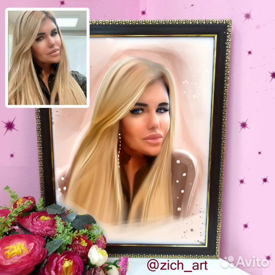 Портрет по фото на холсте