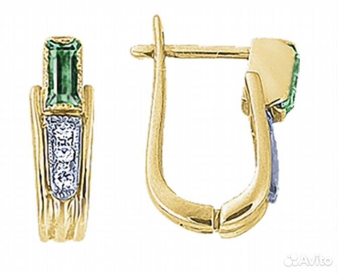 Серьги с изумрудами и бриллиантами