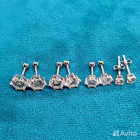 Серьги пусеты С бриллиантами(муассанитами) 1.6ct