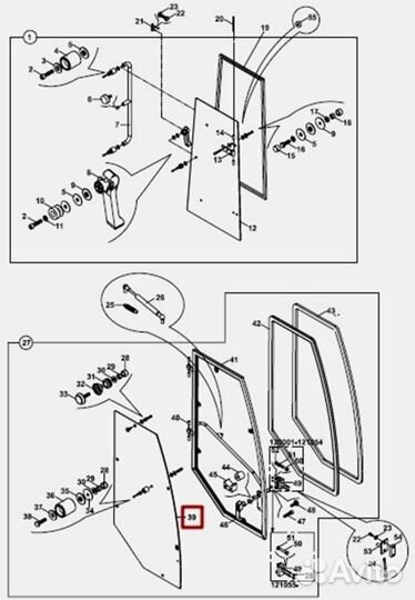 Стекло двери боковое правое Hidromek