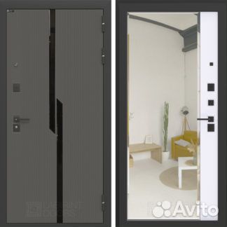 Входная дверь carbon с зеркалом