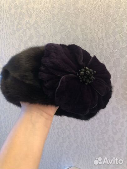 Норковый мягкий берет женский