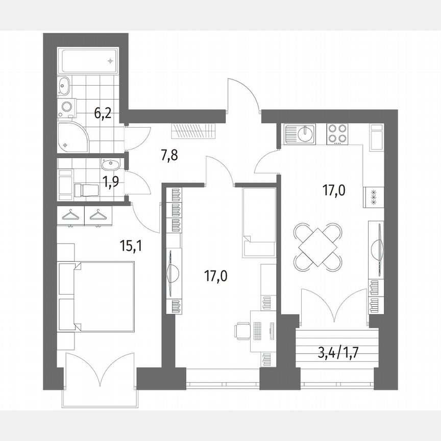 2-к. квартира, 66,7 м², 10/11 эт.