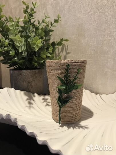 Подсвечник из джута 11см*4см, ручная работа