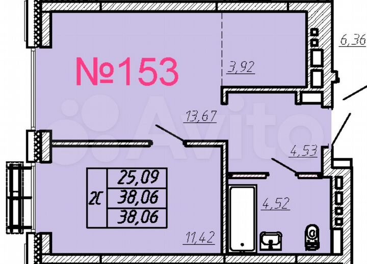 2-к. квартира, 38,1 м², 15/27 эт.