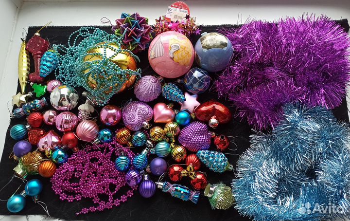Новогодние украшения пластик стекло бусы гирлянды