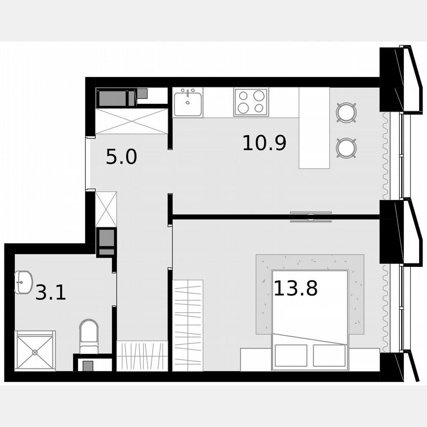 1-к. квартира, 32,8 м², 18/22 эт.