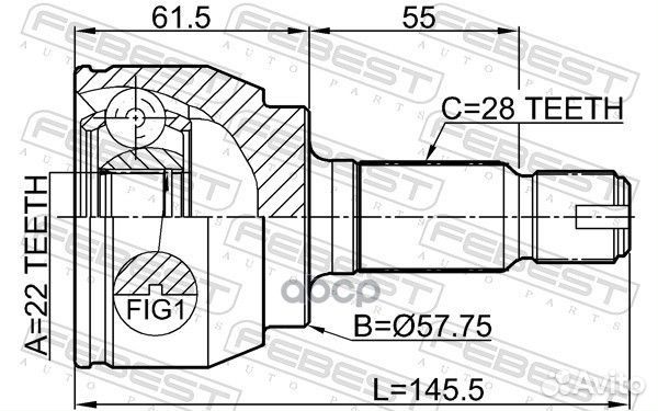 Шрус наружный задний 22X57.7X28 2910-fliir Febest