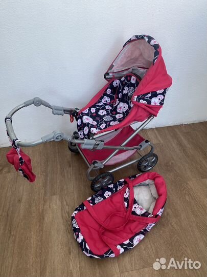 Детская Кукольная коляска люлька 3 в 1 красная