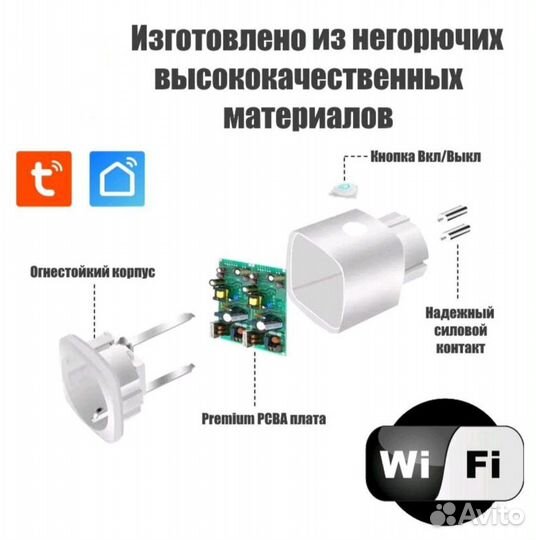 Умная розетка Wi-Fi 20А с голосовым управлением