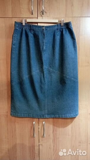 Джинсовая юбка миди 56 размера