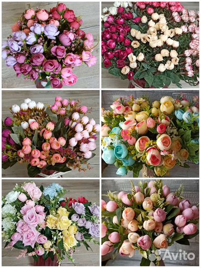 Цветы искусственные, розы, ранункулюсы