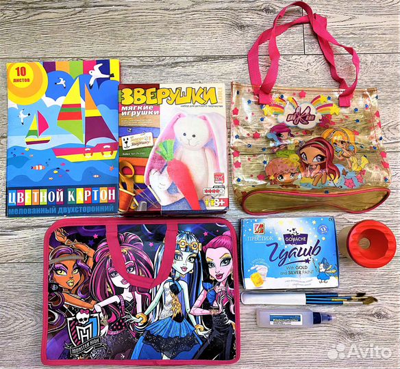 Гуашь, кисти, картон, сумочки - цена за всё