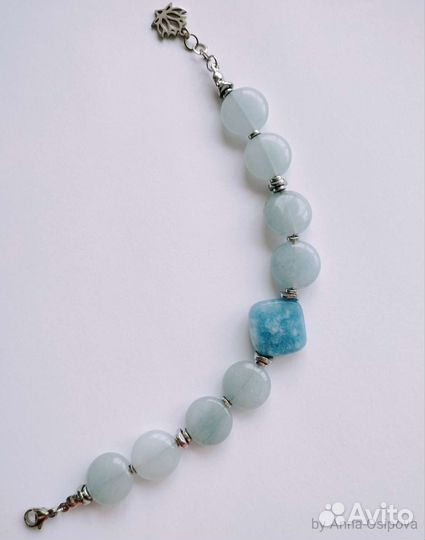 Серьги и браслет с аквамарином