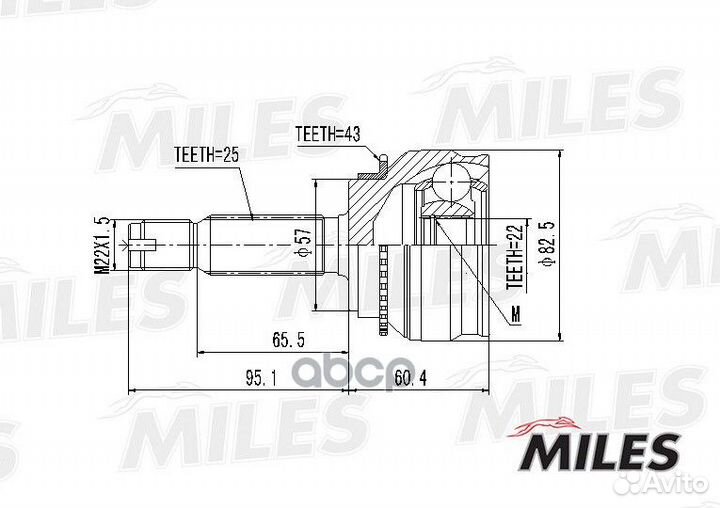Шрус наружный mitsubishi lancer IX 1.6 03- (с A