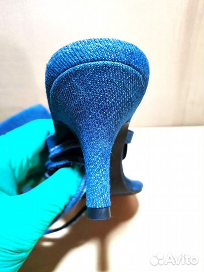 Босоножки женские PIX. джинсовые с цветочным принт