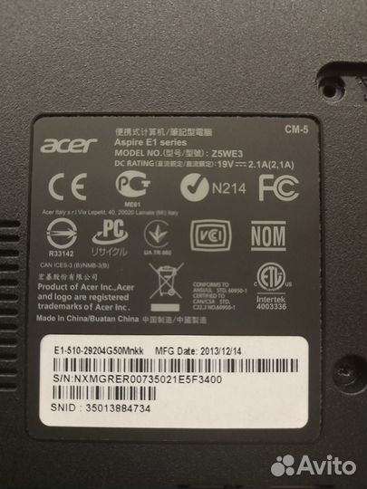 Ноутбук Acer aspire e1 z5we3