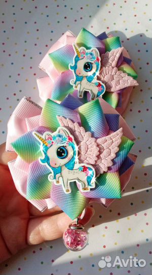 Резинки бантики ручной работы Единороги