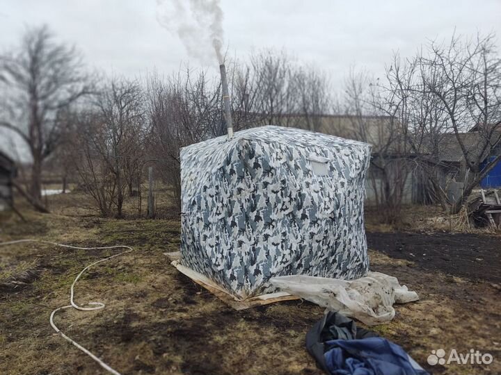 Мобильная баня палатка с печью