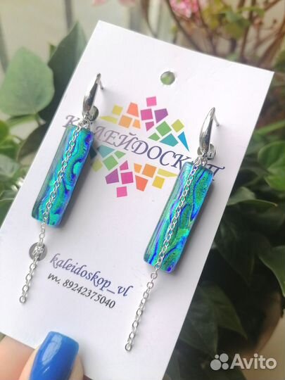 Дизайнерские серьги из ювелирного стекла