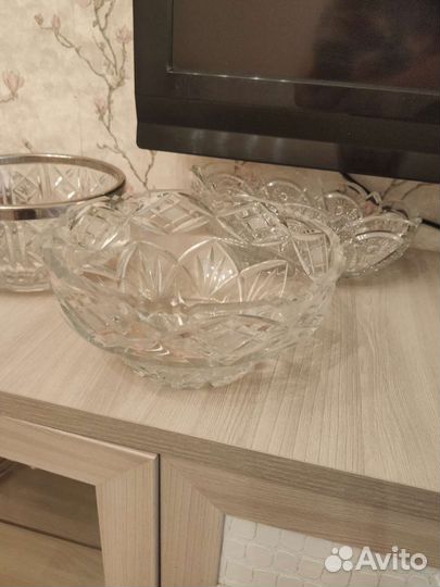 Конфетница хрустальная с мельхиором