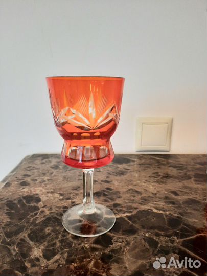 Фужеры хрустальные СССР бокалы красные цветные