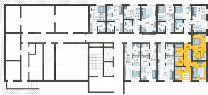 2-к. квартира, 44,1 м², 1/19 эт.