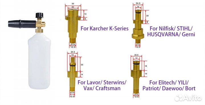 Латунная пенная насадка для Karcher и других моек