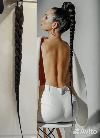 Хвост на резинке, накладной хвост, коса